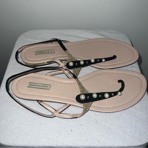Charles & Keith Flat Sandal With Pearls